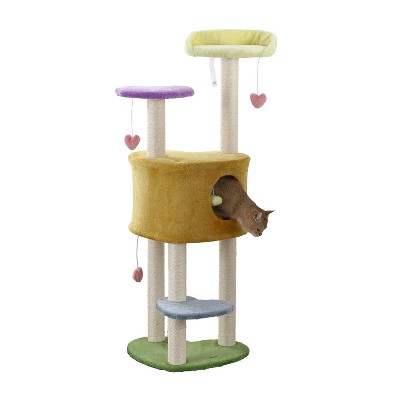 Aisling 4-Tier Modern Sisal Heart Cat Tree with Scratching Posts, Napping Perch, and Dangling Toys