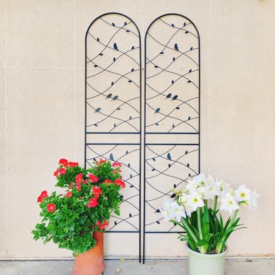 MAYEERTY 2 Pack Metal Garden Trellis 71 x 19.7 Inch Rustproof Climbing Plants Support Black Outdoor Flower