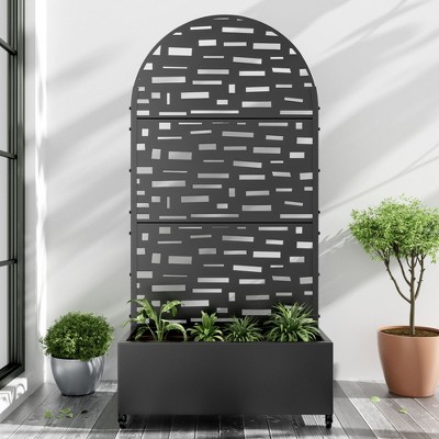PexFix 72 in. H x 35 in. W Black Metal Arch Wall Planter Box with Trellis for Climbing Plants