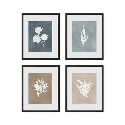 Framed Vintage Flower Print Set – Set of 4 Antique Botanical Prints