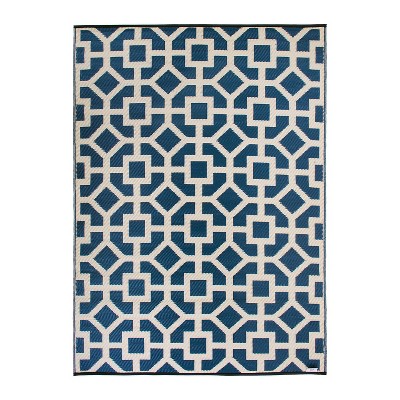 World Rug Gallery Contemporary Geometric Reversible Plastic Indoor and Outdoor Picnic Mat, Camping Rug, RV Rug:  Flat Pile,  UV-Resistant