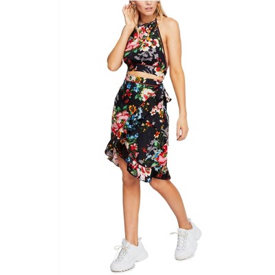 Free People Womens 2 Piece set Floral Wrap Skirt