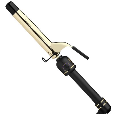 HOT TOOLS 24K Gold Extended Barrel Spring Curling Iron 1" with Clamp for Bouncy Curls