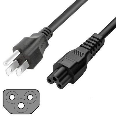 SatelliteSale Universal Heavy Duty Computer Power Cable Male NEMA 5-15P to Female IEC C5 or C13/C14 Universal Wire Black PVC Cord