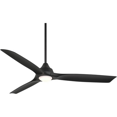 54" Casa Vieja Hermosa Wind Matte Black LED Damp Ceiling Fan