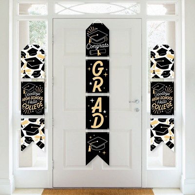 Big Dot of Happiness Goodbye High School, Hello College - Hanging Vertical Paper Door Banners Graduation Party Wall Decoration Kit - Indoor Door Decor