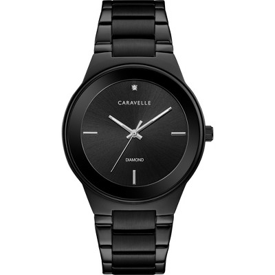 Caravelle designed by Bulova Men's Modern 3-Hand Quartz Stainless Steel Watch, Diamond Accent