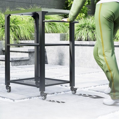 SEVOBAL Outdoor Grills, Griddles and Smokers Premium Stainless Steel Grill Cart with Foldable Side Table Cooking Station, Black, 37.4"*27.6"*19.7"