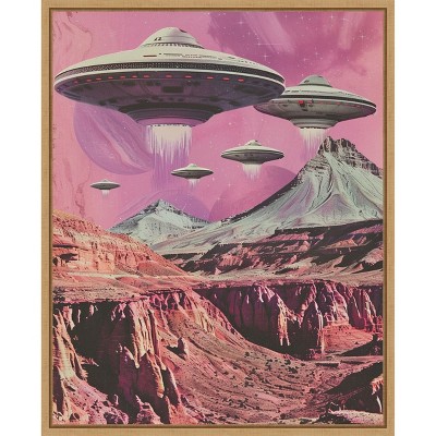 Amanti Art UFOs Canyon Landing by Samantha Hearn Canvas Wall Art Print Framed