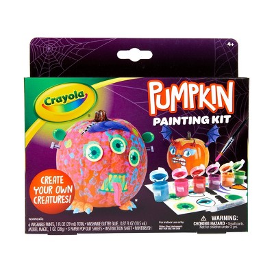 Crayola Pumpkin Painting Kit Monster: Halloween Decor DIY Art Set for Kids, Includes Paint, Brush & Glitter Glue, Ages 4+
