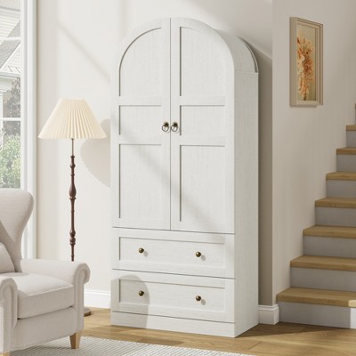Garvee Tall Storage Cabinet, Farmhouse Large Wood Arched Kitchen Pantry, Bookcase with Doors & 2 Drawers for Dining, Office, Living Room, 72"