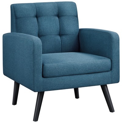 Yaheetech Modern Armchair Accent Chair Fabric Tufted with Rubber Wooden Leg