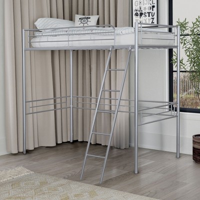 Twin Size Loft Bed with Open Area Underneath Metal Structure