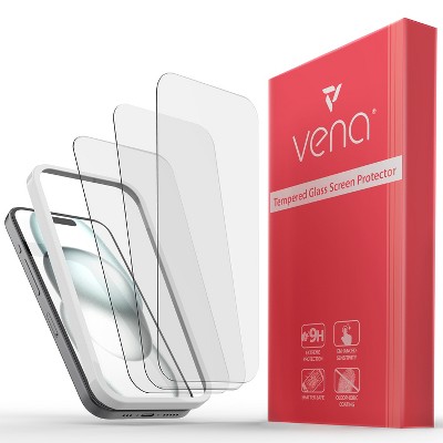 Vena 3 Pack For Apple iPhone 16 Plus Clear, 2.5D 0.3mm Clear Tempered Glass Screen Protector For Apple iPhone 16 Plus