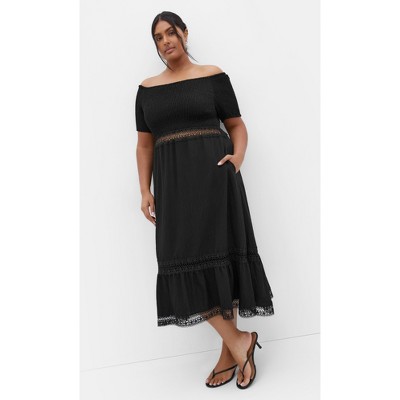 Women's Plus Size Aura Midi Dress - black | CITY CHIC