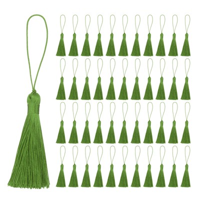 Unique Bargains Handmade Soft Floss DIY Mini with Loop Craft Tassels 45 Pcs