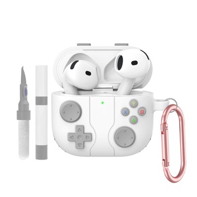 HTUTWOO Earphone Case Cover for AirPods 4 with Cleaning Kit Retro Handheld Game Console Design for AirPods 4th Generation Case