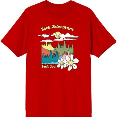 Positive Vibes Seek Adventure, Seek Joy Happy Flowers Adult Short Sleeve Tee