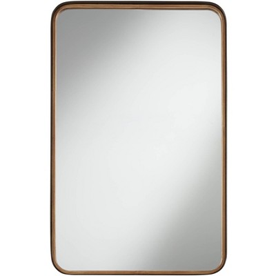 Uttermost Andi Rectangular Vanity Decorative Wall Mirror Modern Beveled Glass Gold Black Iron Frame 24" Wide for Bathroom Bedroom Home House Entryway
