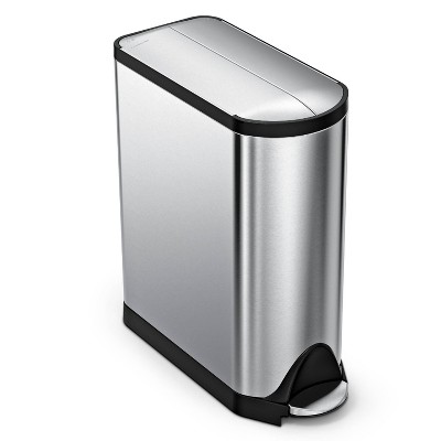 simplehuman 45L Kitchen Step Trash Can Fingerprint Proof Stainless Steel Garbage Can with Soft Close Butterfly Lid