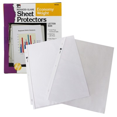 Charles Leonard - Sheet Protectors - Top Loading with Binder Holes - 2 Mils Economy Weight - Non-Glare - Letter Size - Clear - Pack of 50