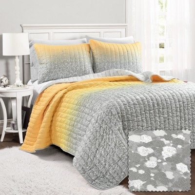 Lush Decor Glitter Ombre Metallic Print Quilt Set