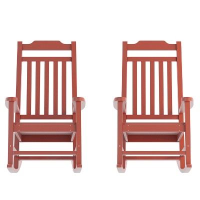 Flash Furniture Set of 2 Winston All-Weather Faux Wood Rocking Chair