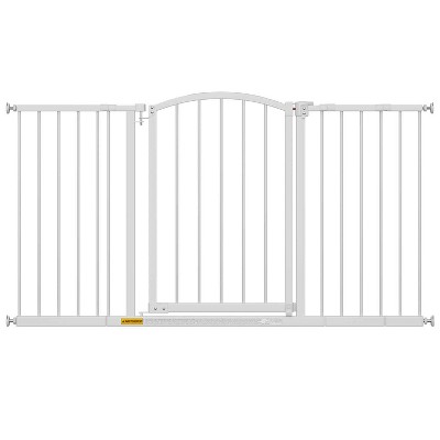 FDW 27/30/36”Tall Dog Gate for Stairs & Doorways,Walk-Through Metal Pet Gate for Indoor Use,Adjustable Safety Gates for Pets