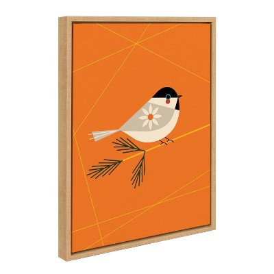 Kate & Laurel All Things Decor 18"x24" Sylvie Black-Capped Chickadee Art by Amber Leaders: Mid-Century Modern, Framed, Vertical
