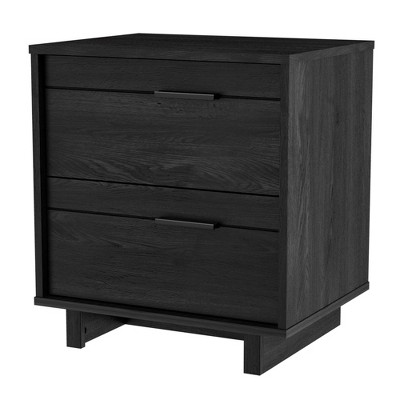 Bilbao Nightstand Gray Oak - South Shore: Modern Bedside Furniture, 2-Drawer Storage, Metal Pulls