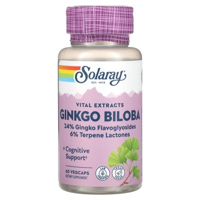 Solaray Vital Extracts, Ginkgo Biloba, 60 mg, 60 VegCaps