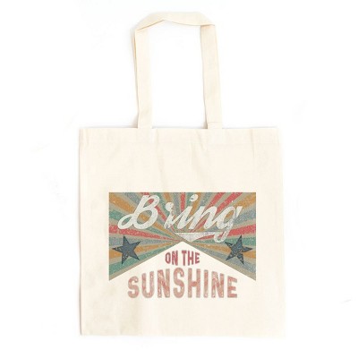 City Creek Prints Bring On The Sunshine Stars Canvas Tote Bag - 15x16 - Natural