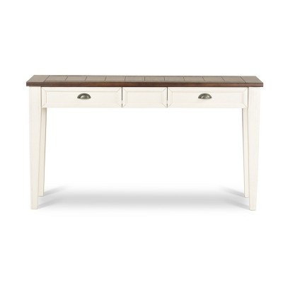 Farmhouse Cayla Sofa Table Dark Oak/White - Steve Silver Co.: Hardwood Construction, Mango Veneer, Storage Drawers