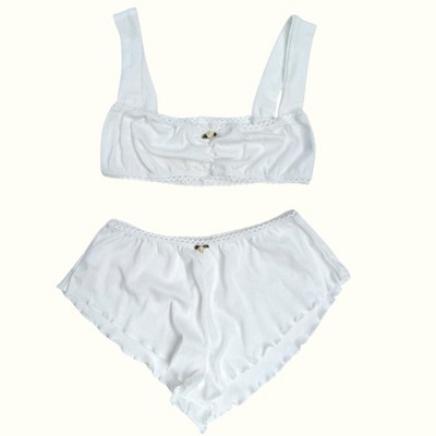 Milanblocks The Romantic pointelle cotton made matching bralette set XS