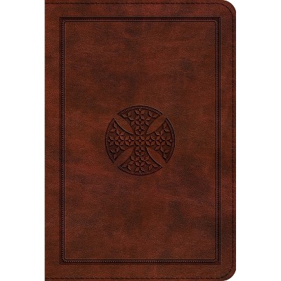 ESV Large Print Compact Bible (Trutone, Brown, Mosaic Cross Design) - by  Esv Bibles (Leather Bound)