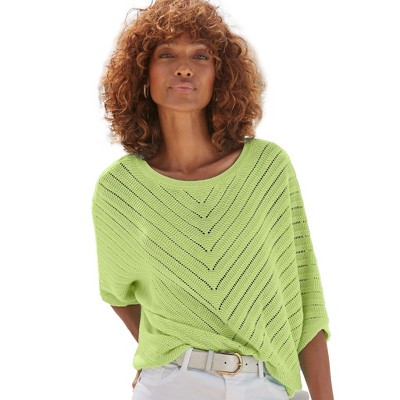 Women's Wide Sleeve Open Knit Sweater - LASCANA