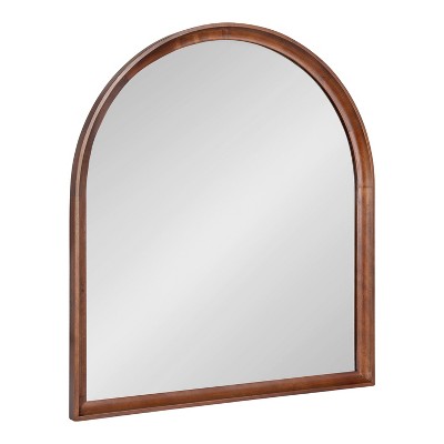 Kate & Laurel All Things Decor 32"X36" Hatherleigh Arch Wood Wall Mirror Walnut Brown