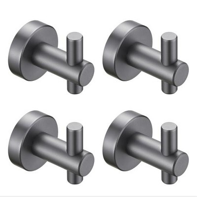 Gray 4-Pack Round Base Wall Mounted Hooks with Included Screws , and Bedroom Decorative Storage Solutions