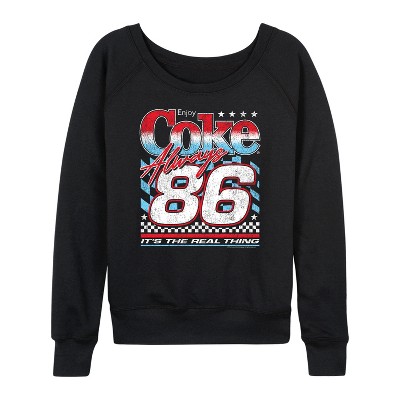Women's - Coca-Cola - Coke American Racing Lightweight French Terry Wide Neck Long Sleeve Graphic Shirt