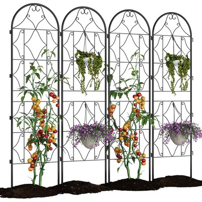 Garden Trellis 75x20 Inch, Decorative Metal Trellis for Climbing Plants Outdoor, Rustproof Garden Fence Plant Support Frame for Patio & Yard