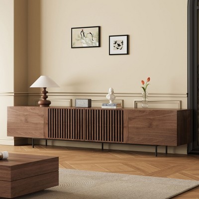 Luck Live 94.48" tv stand medieval modern walnut color TV cabinet
