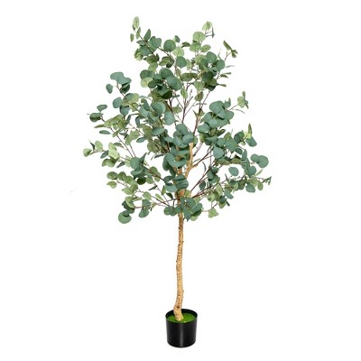 Costway 1/2 PCS 5.5FT Artificial Tree Fake Eucalyptus Tree for Living Room Office Home