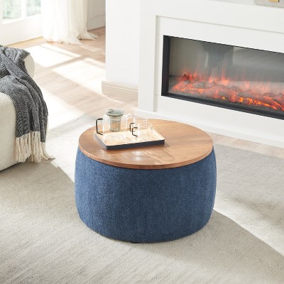 Spassway Modern 26"W x 26"D x 16"H Multi Functional Woven Rattan Pouf Ottoman Perfect for Cozy Living Room