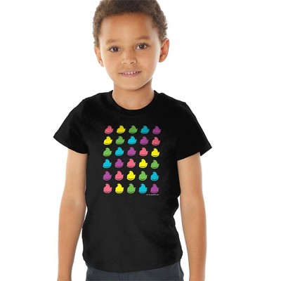 Easter Rainbow Peeps Pattern Kids T Shirt for Toddlers, Black