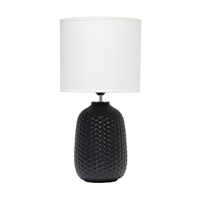 20.4" Traditional Ceramic Purled Texture Bedside Table Desk Lamp with White Fabric Drum Shade - Simple Designs