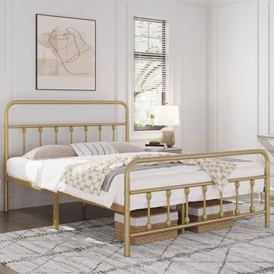 Yaheetech Iron Platform Bed Frame with High Headboard and Footboard