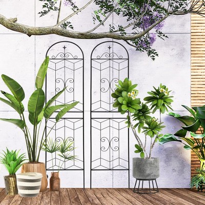 MAYEERTY 4-Pack 86.7x19.7in Metal Garden Trellis - Rustproof, Black, for Outdoor Climbing Plants & Flowers