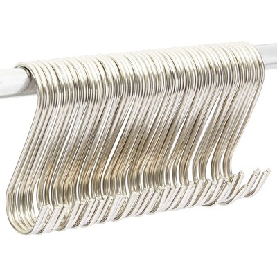 Juvale 50 Pack Metal S Shaped Hooks, Stainless Steel Lightweight Hangers Bulk Set, 3.9 in