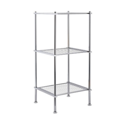 3 Tier Metro Collection Shelf Gray - Organize It All: Chrome Steel Bathroom Towel Storage Cabinet with 3 Shelves
