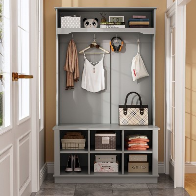 Famapy Entryway Hall Tree Storage Bench Shoe Rack